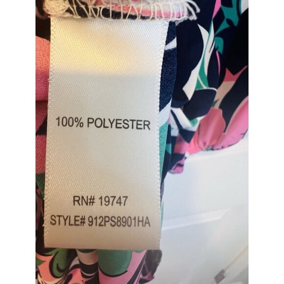 Counterparts 3/4 Sleeve Multicolor Tunic Top XL V-Neck Colorful Pink Blue Green - Picture 6 of 7